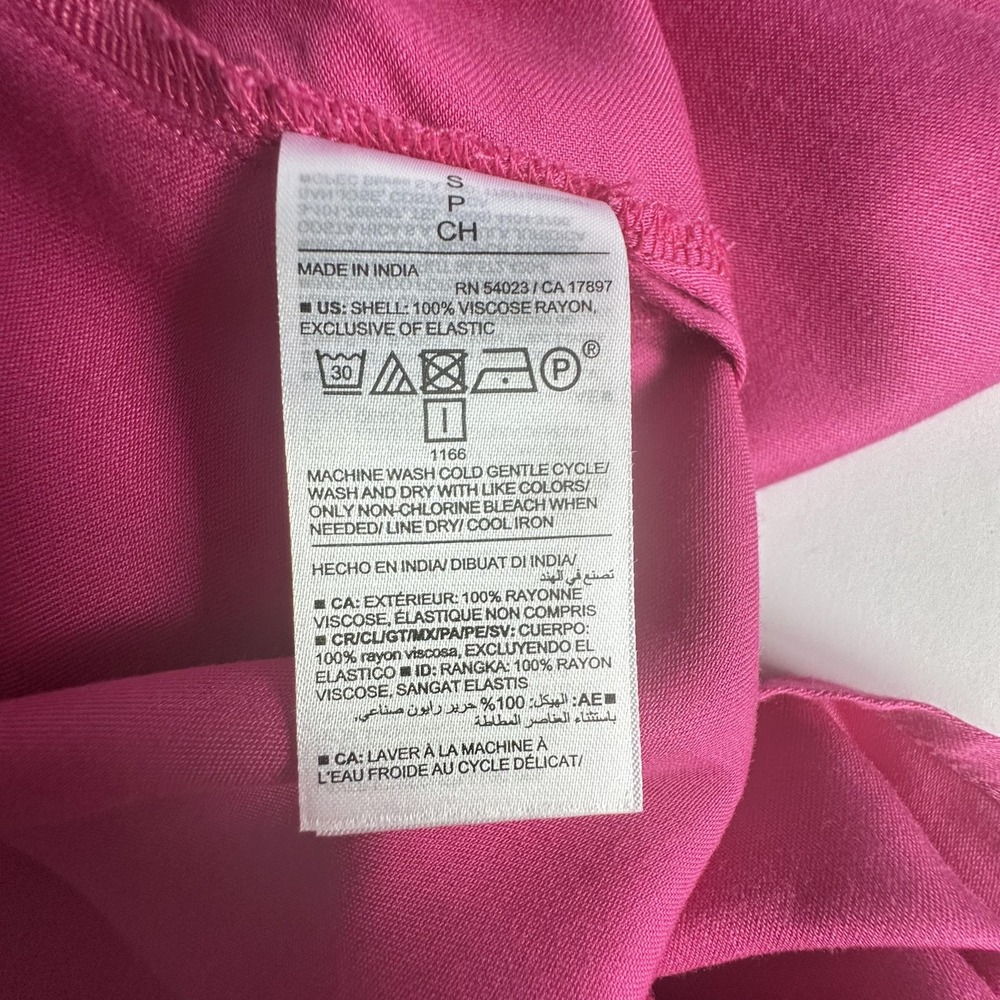 Old Navy Slip Maxi Dress S Raspberry Tart Pink Satin Smocked Side Slit Fairy NWT - Picture 11 of 16